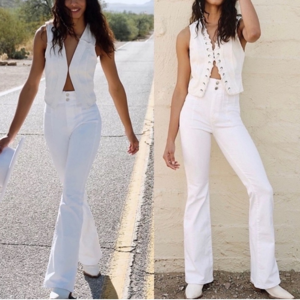 FREE PEOPLE WE THE FREE WOMENS JAYDE DENIM FLARE JEANS SZ 32 NWOT